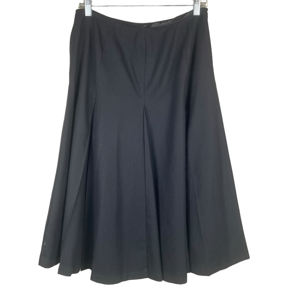Talbots Black Pleated Wool Lycra Blend Skirt Size 10 P